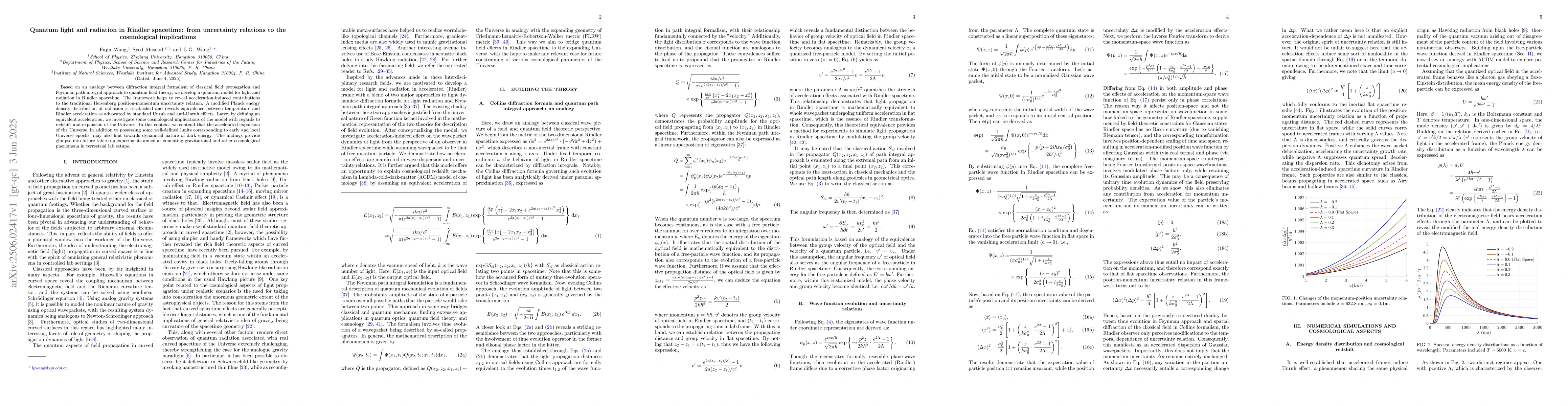 Thumbnail for Quantum light and radiation in Rindler spacetime: from uncertainty
  relations to the cosmological implications