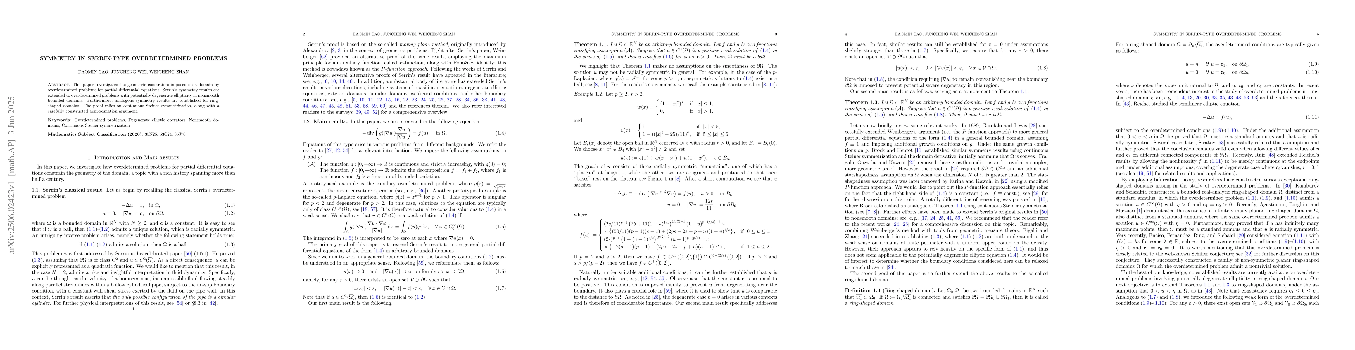 Thumbnail for Symmetry in Serrin-type overdetermined problems