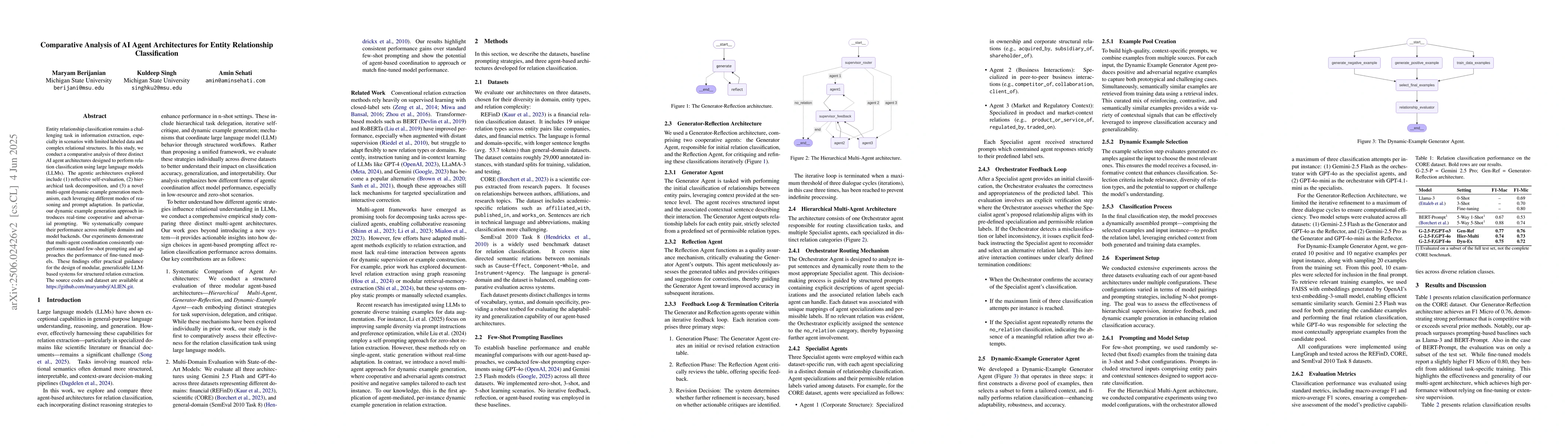 Thumbnail for Comparative Analysis of AI Agent Architectures for Entity Relationship
  Classification