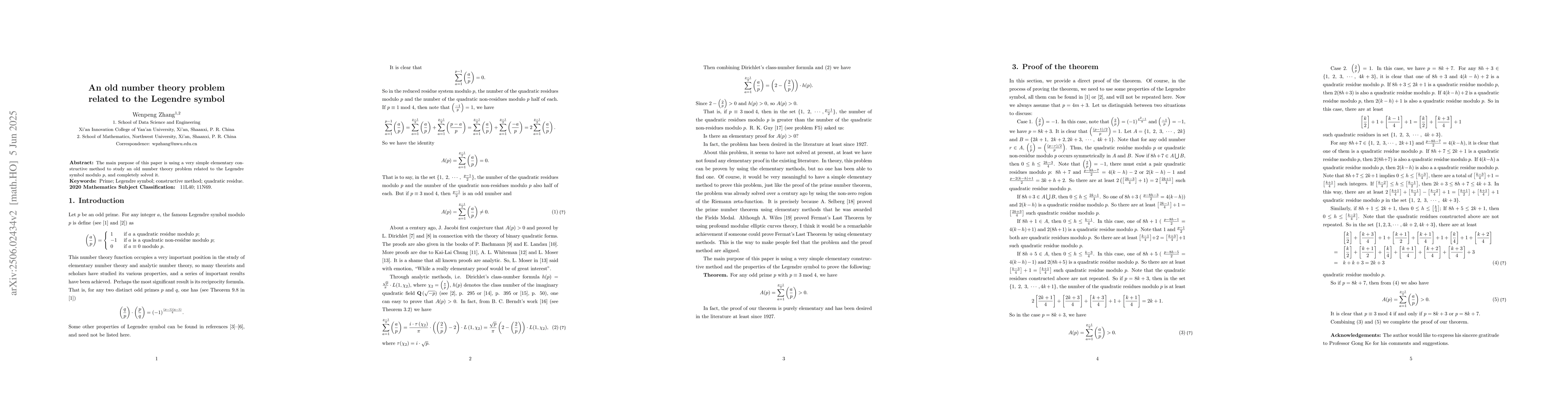 Thumbnail for An old number theory problem related to the Legendre symbol