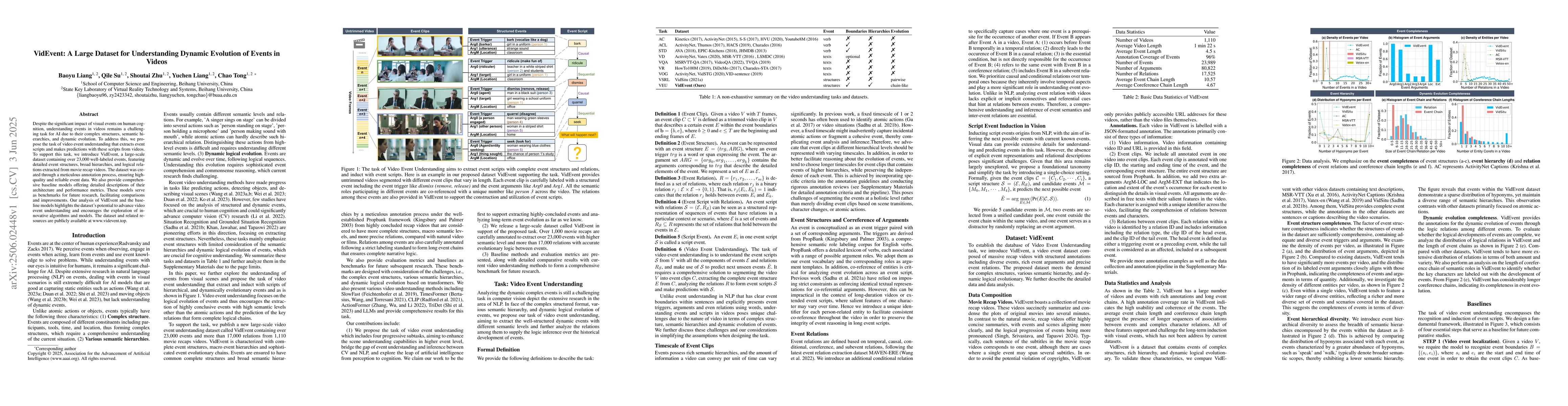 Thumbnail for VidEvent: A Large Dataset for Understanding Dynamic Evolution of Events
  in Videos