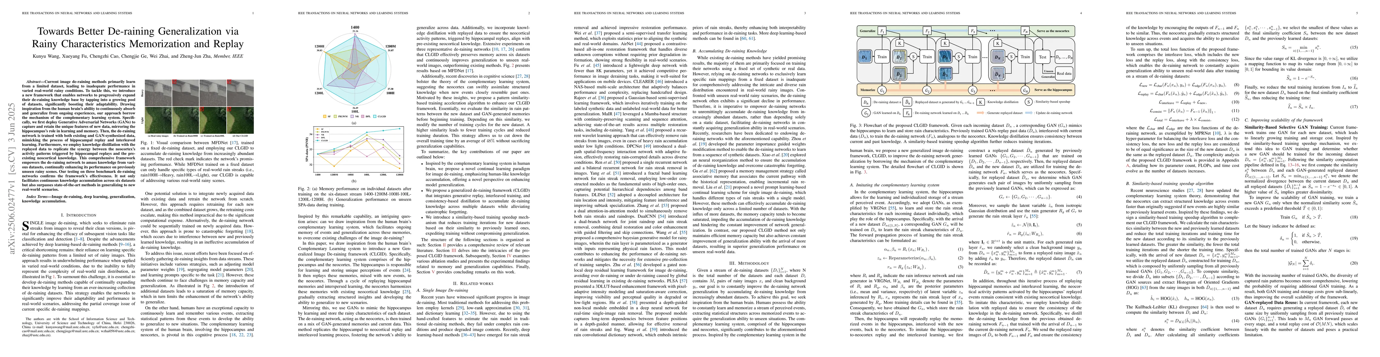 Thumbnail for Towards Better De-raining Generalization via Rainy Characteristics
  Memorization and Replay