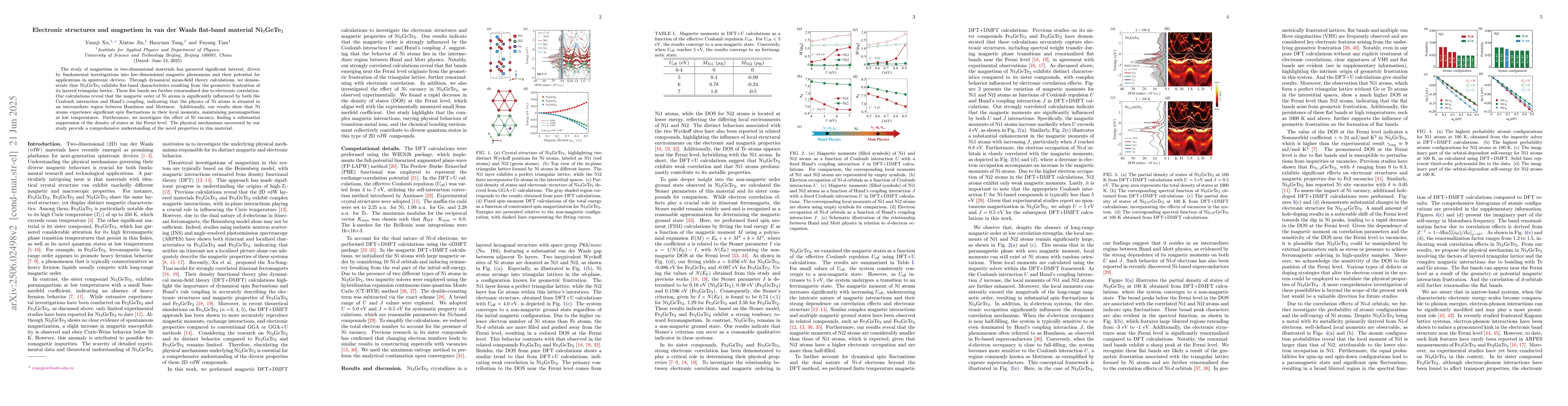 Thumbnail for Electronic structures and magnetism in van der Waals flat-band material
  Ni$_{3}$GeTe$_{2}$