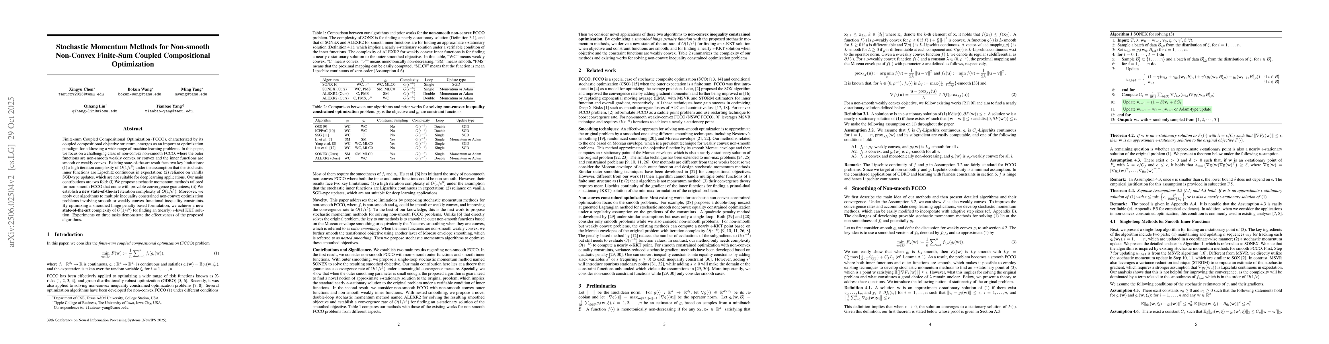 Thumbnail for Stochastic Momentum Methods for Non-smooth Non-Convex Finite-Sum Coupled
  Compositional Optimization