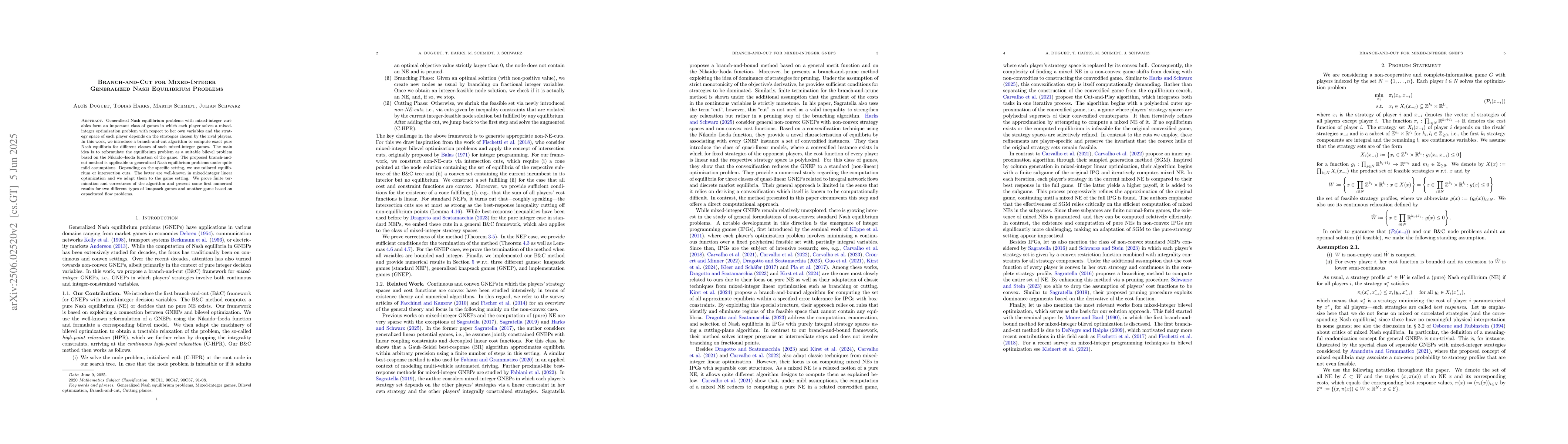 Thumbnail for Branch-and-Cut for Mixed-Integer Generalized Nash Equilibrium Problems