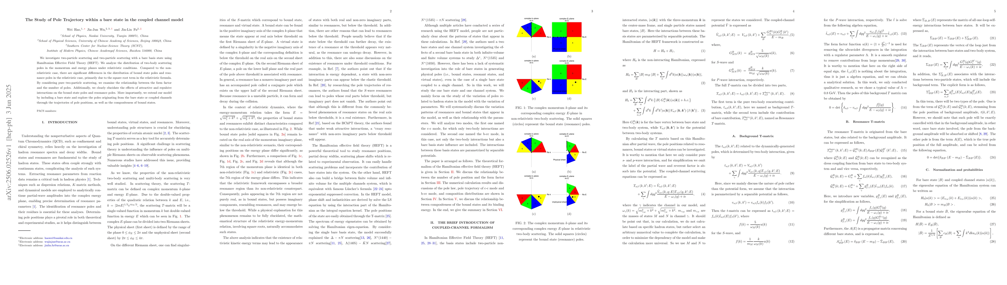 Thumbnail for The Study of Pole Trajectory within a bare state in the coupled channel
  model