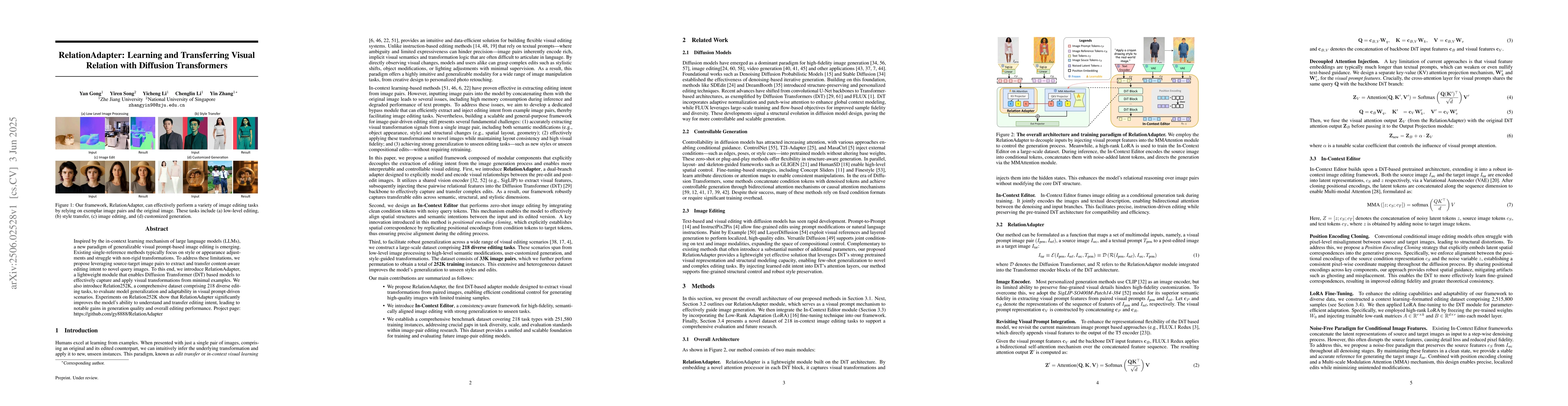 Thumbnail for RelationAdapter: Learning and Transferring Visual Relation with
  Diffusion Transformers