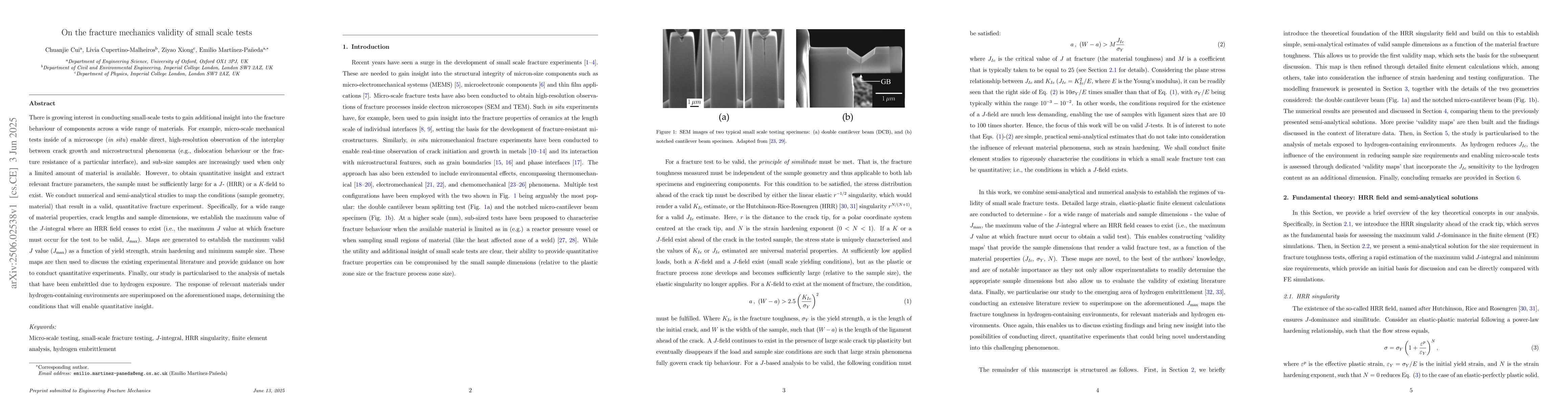 Thumbnail for On the fracture mechanics validity of small scale tests