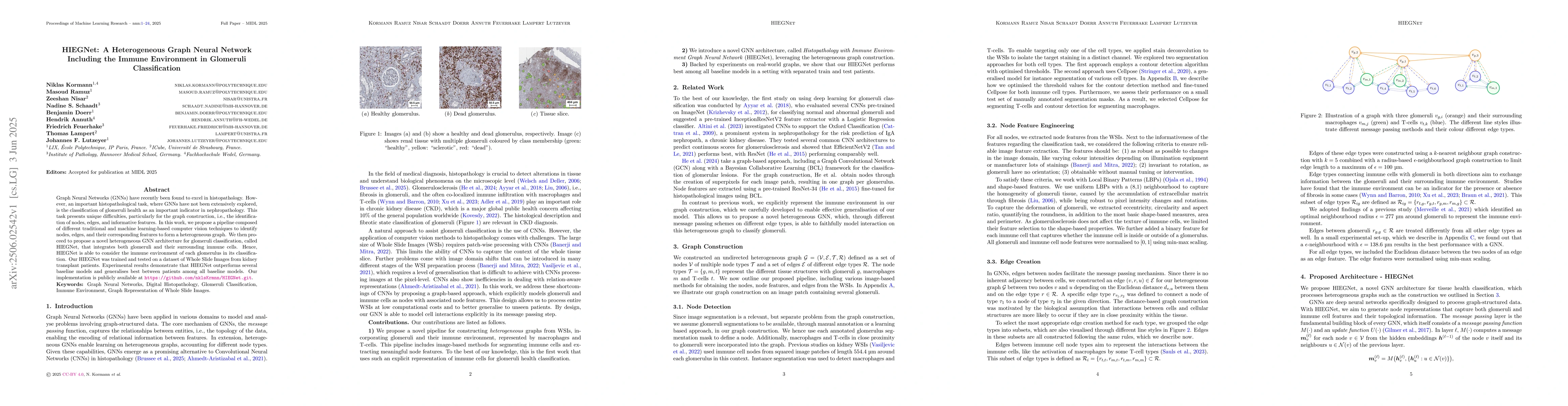 Thumbnail for HIEGNet: A Heterogenous Graph Neural Network Including the Immune
  Environment in Glomeruli Classification