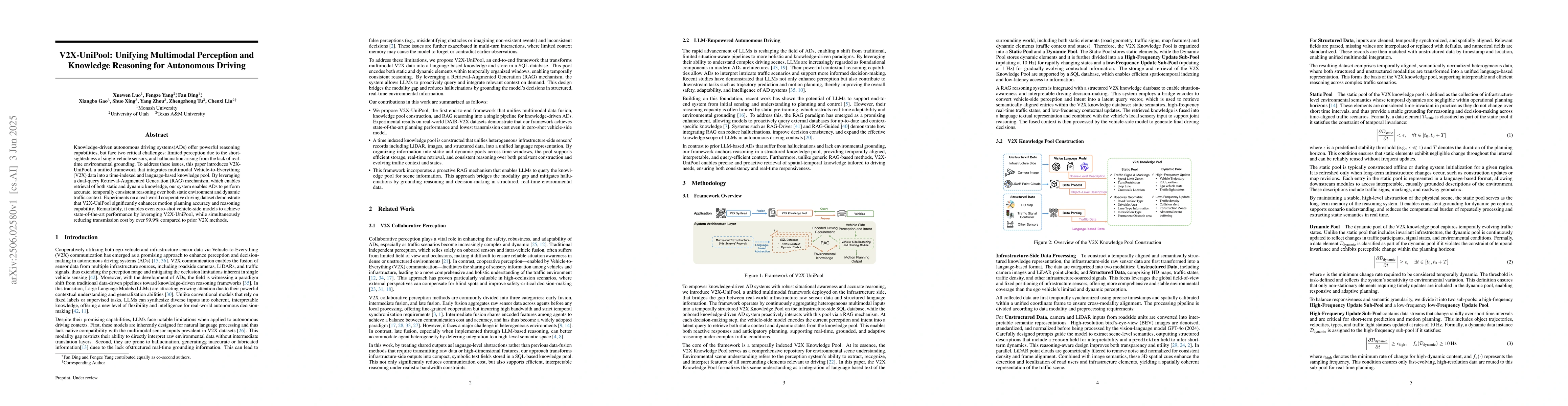 Thumbnail for V2X-UniPool: Unifying Multimodal Perception and Knowledge Reasoning for
  Autonomous Driving