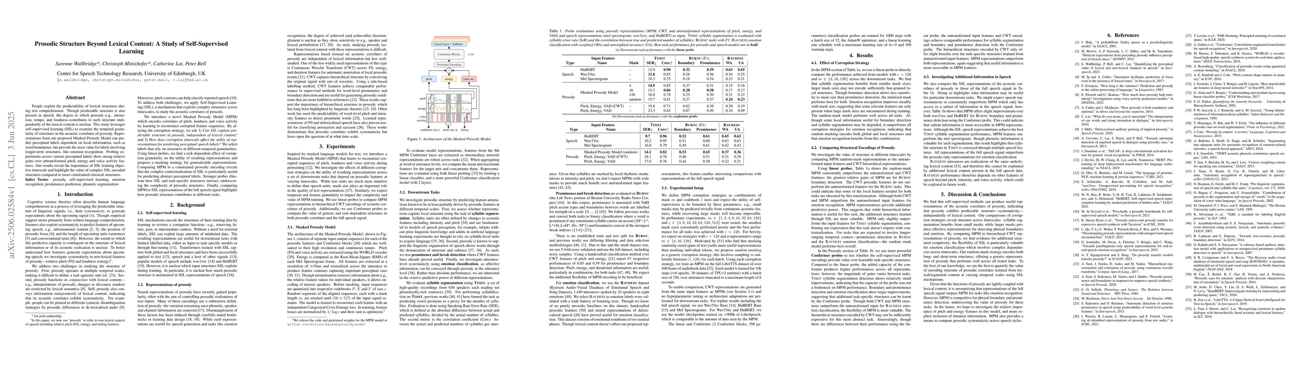 Thumbnail for Prosodic Structure Beyond Lexical Content: A Study of Self-Supervised
  Learning