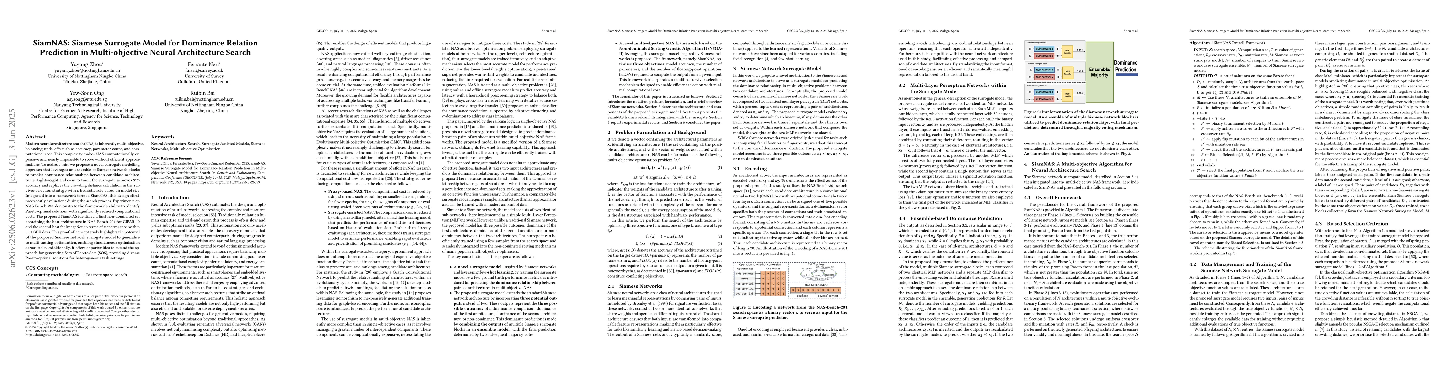 Thumbnail for SiamNAS: Siamese Surrogate Model for Dominance Relation Prediction in
  Multi-objective Neural Architecture Search