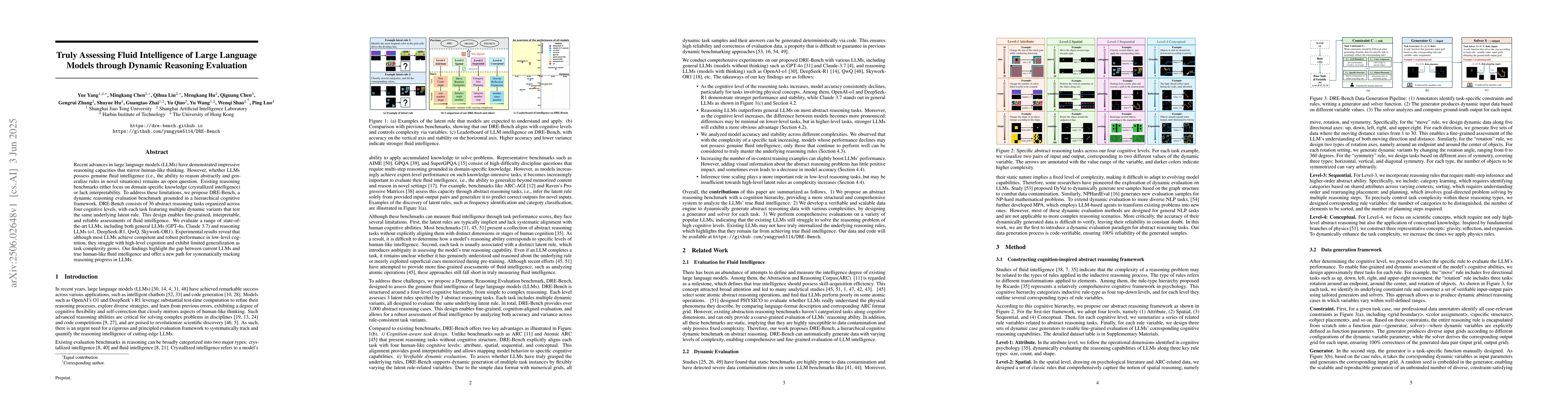 Thumbnail for Truly Assessing Fluid Intelligence of Large Language Models through
  Dynamic Reasoning Evaluation