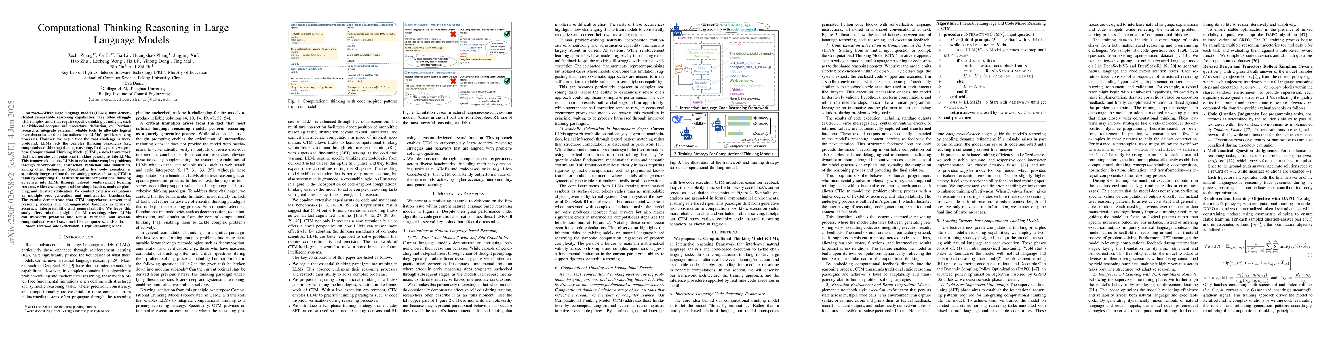 Thumbnail for Computational Thinking Reasoning in Large Language Models