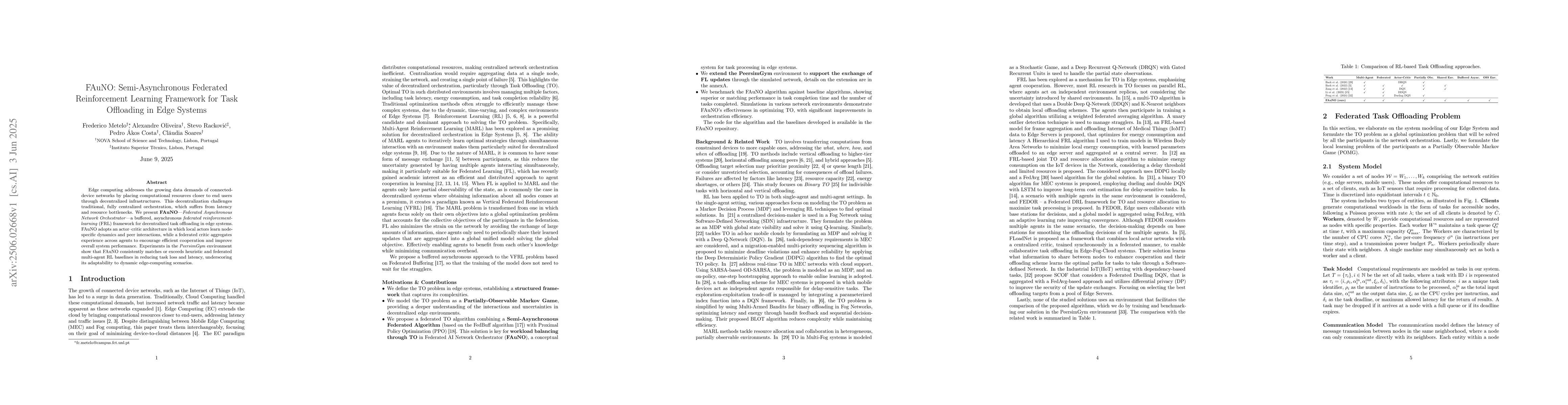 Thumbnail for FAuNO: Semi-Asynchronous Federated Reinforcement Learning Framework for
  Task Offloading in Edge Systems