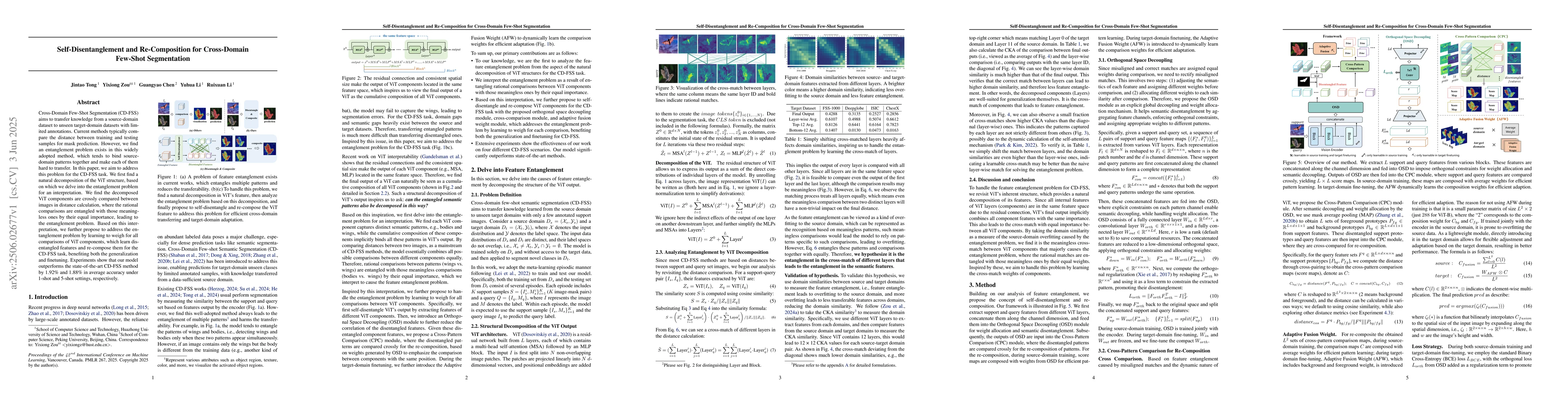 Thumbnail for Self-Disentanglement and Re-Composition for Cross-Domain Few-Shot
  Segmentation