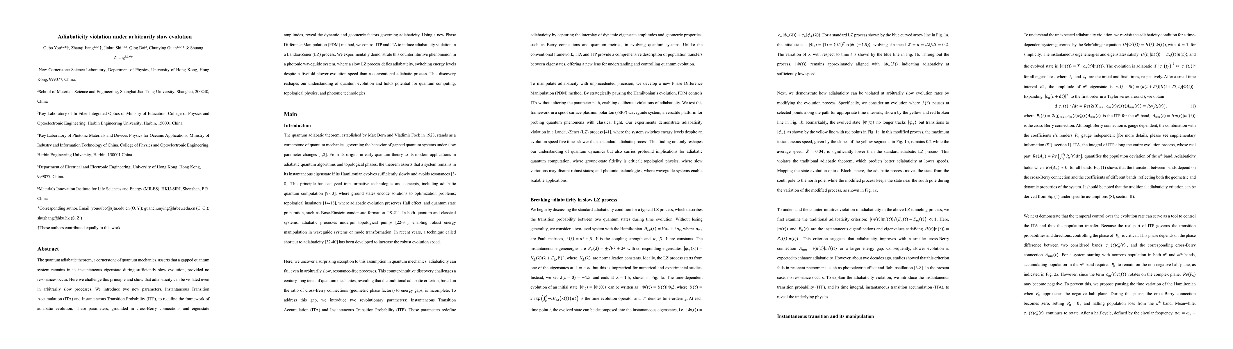 Thumbnail for Adiabaticity violation under arbitrarily slow evolution