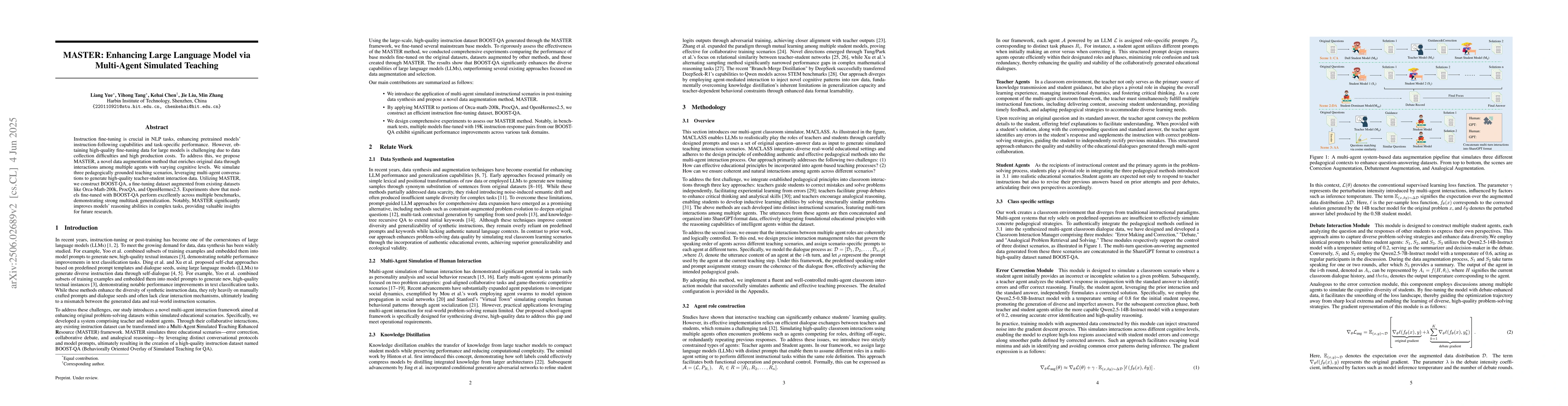 Thumbnail for MASTER: Enhancing Large Language Model via Multi-Agent Simulated
  Teaching