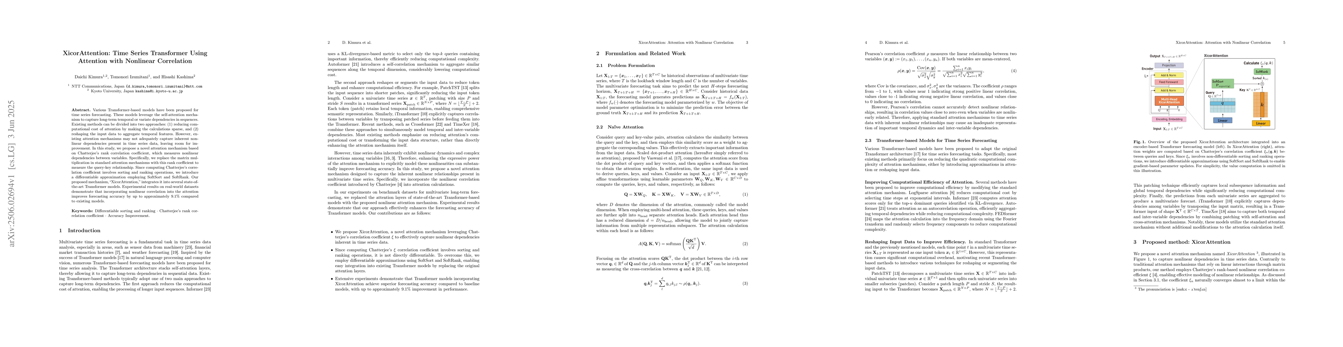 Thumbnail for XicorAttention: Time Series Transformer Using Attention with Nonlinear
  Correlation