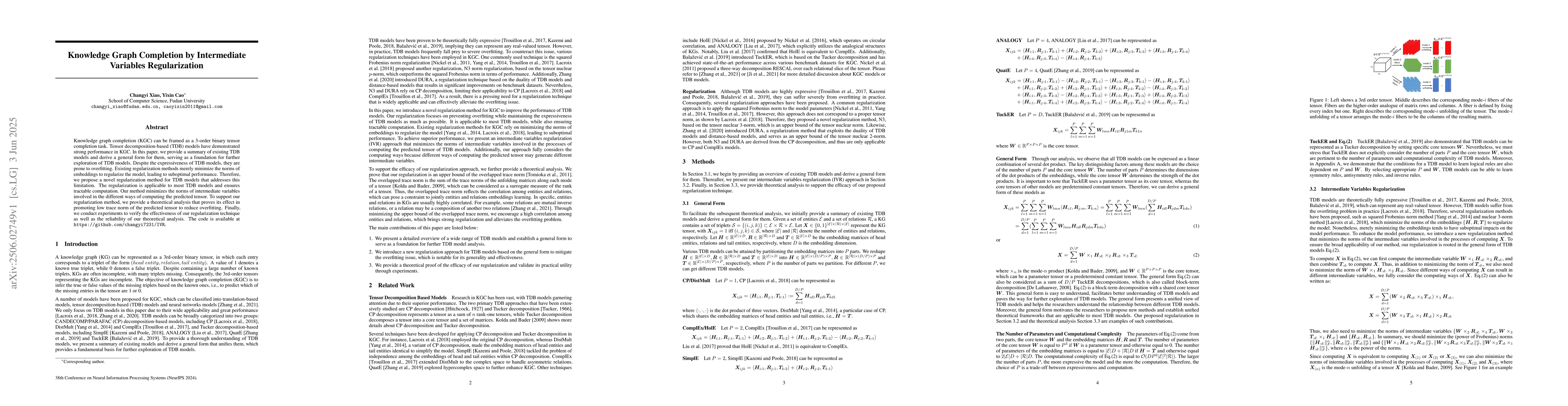 Thumbnail for Knowledge Graph Completion by Intermediate Variables Regularization