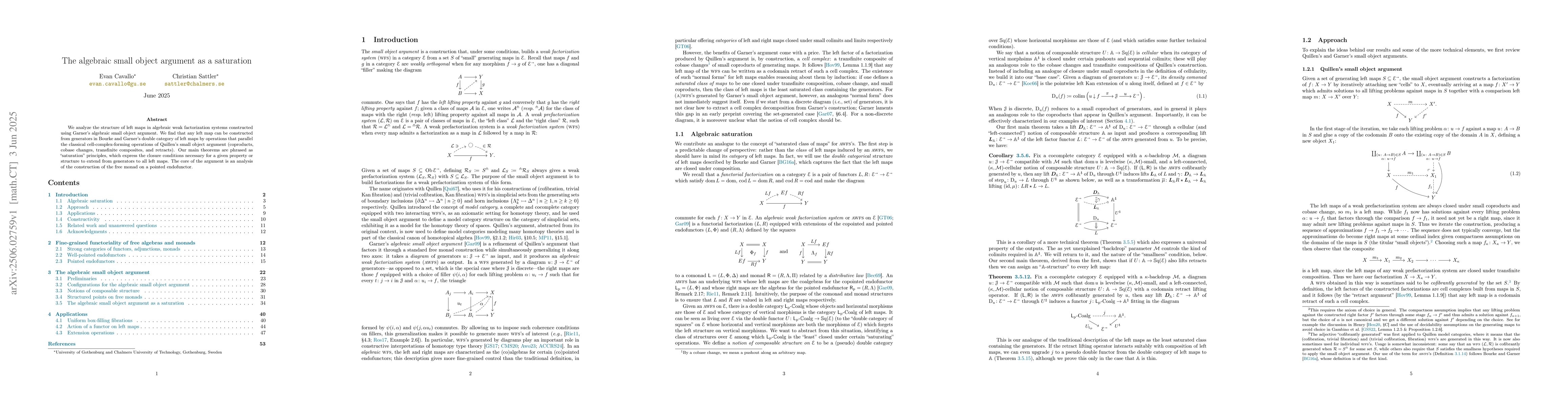 Thumbnail for The algebraic small object argument as a saturation