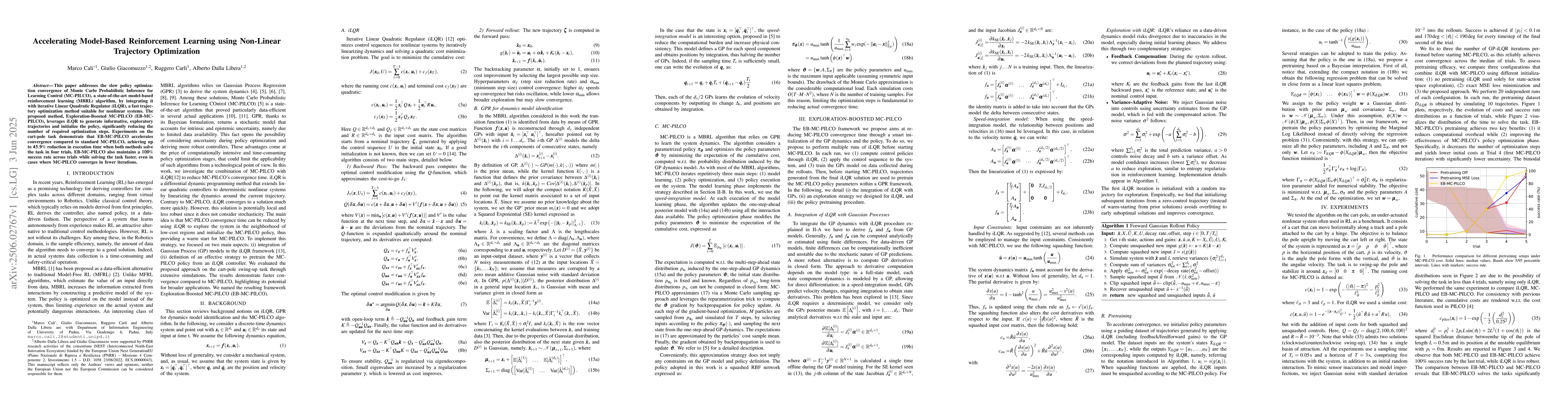 Thumbnail for Accelerating Model-Based Reinforcement Learning using Non-Linear
  Trajectory Optimization