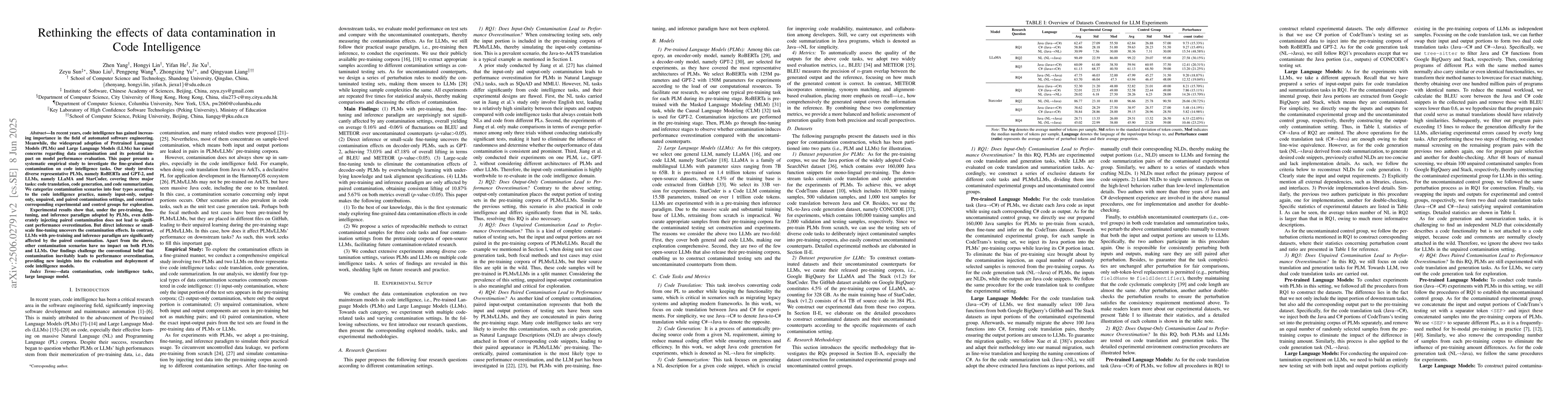 Thumbnail for Rethinking the effects of data contamination in Code Intelligence