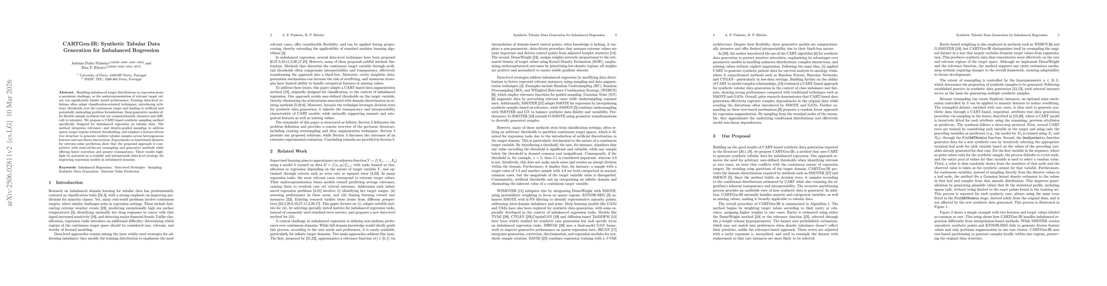 Thumbnail for CARTGen-IR: Synthetic Tabular Data Generation for Imbalanced Regression