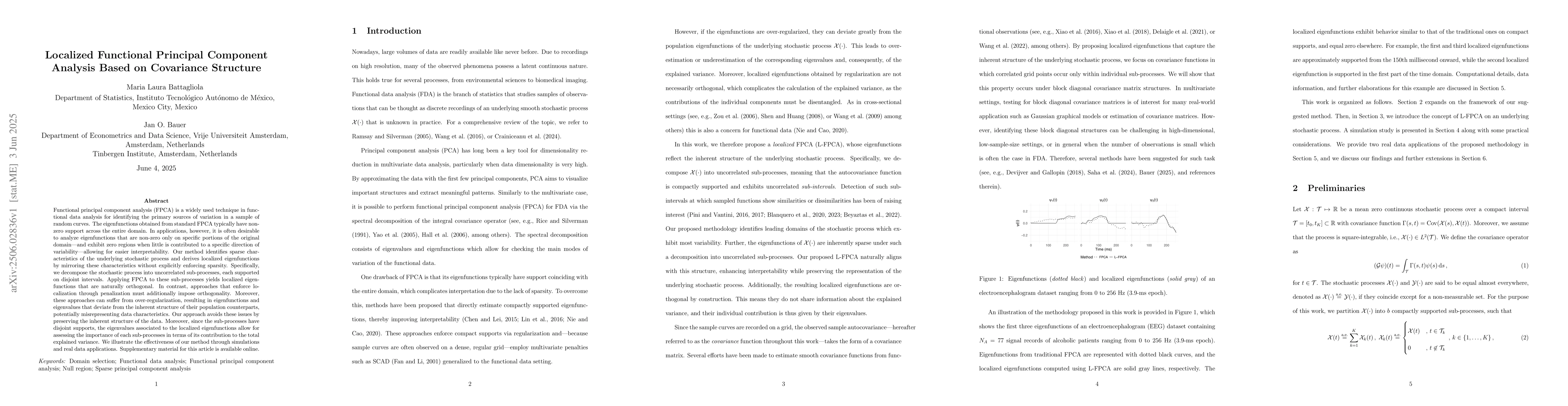 Thumbnail for Localized Functional Principal Component Analysis Based on Covariance
  Structure