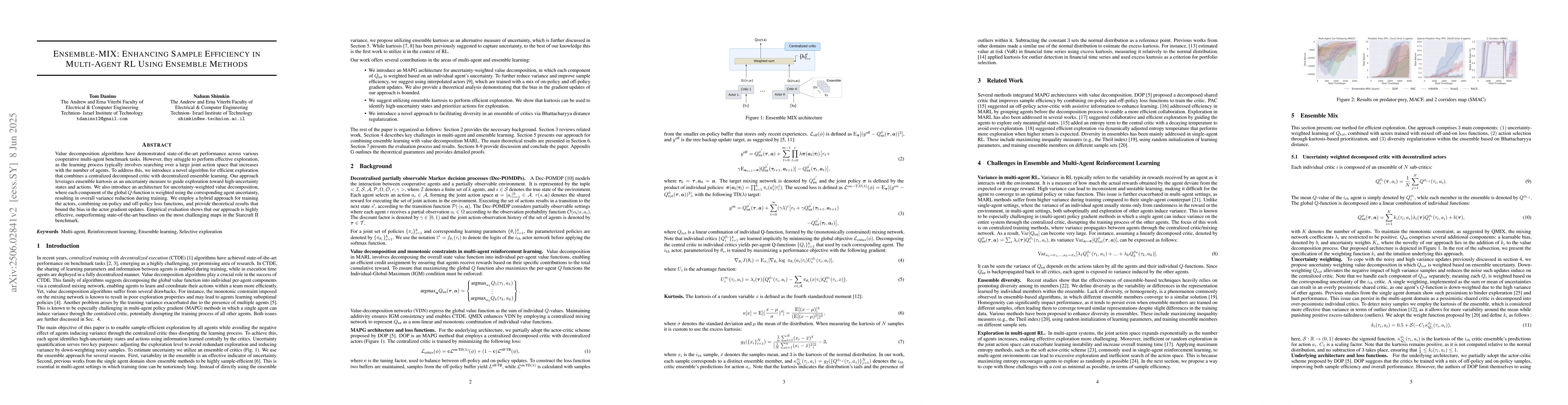 Thumbnail for Ensemble-MIX: Enhancing Sample Efficiency in Multi-Agent RL Using
  Ensemble Methods