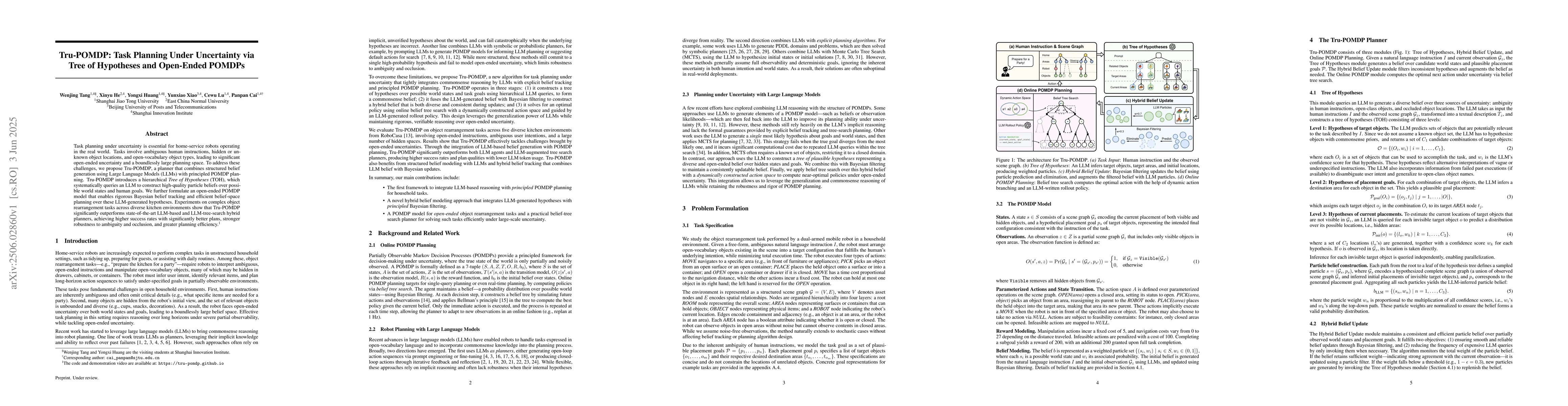 Thumbnail for Tru-POMDP: Task Planning Under Uncertainty via Tree of Hypotheses and
  Open-Ended POMDPs