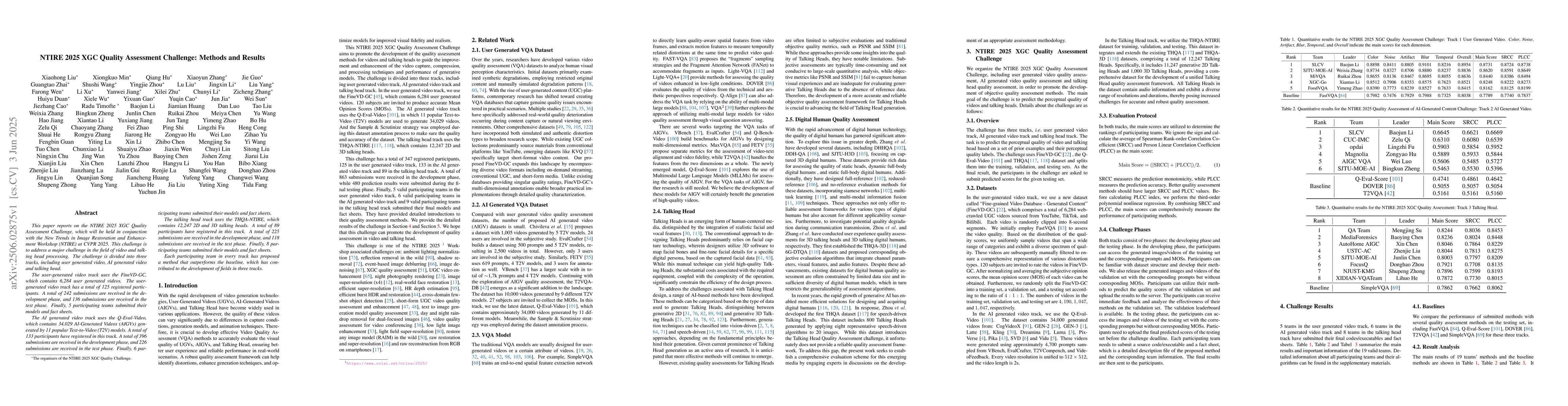 Thumbnail for NTIRE 2025 XGC Quality Assessment Challenge: Methods and Results