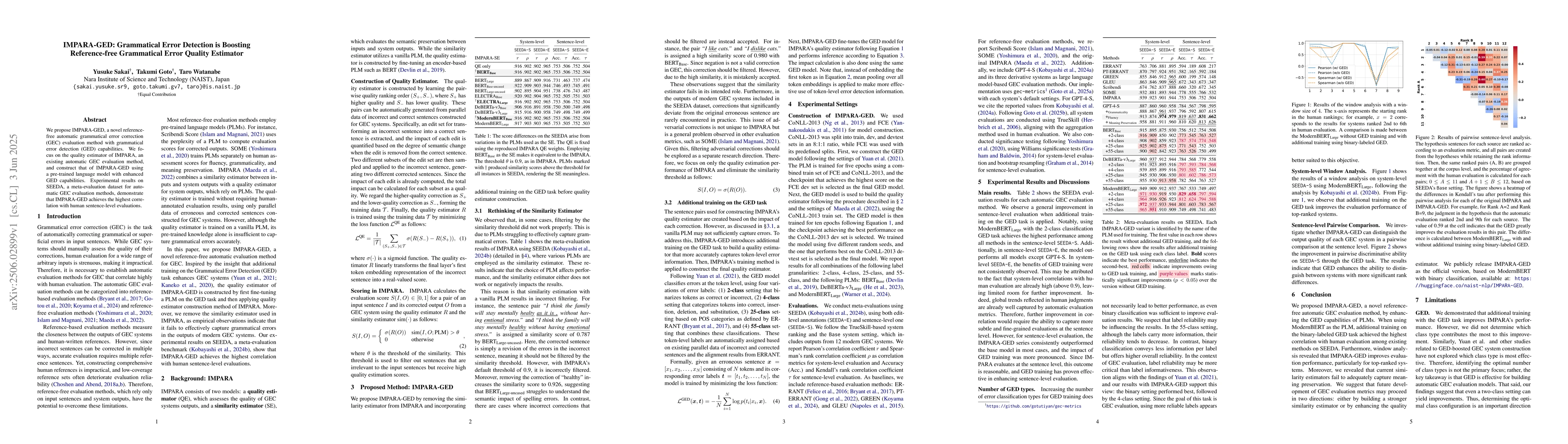 Thumbnail for IMPARA-GED: Grammatical Error Detection is Boosting Reference-free
  Grammatical Error Quality Estimator