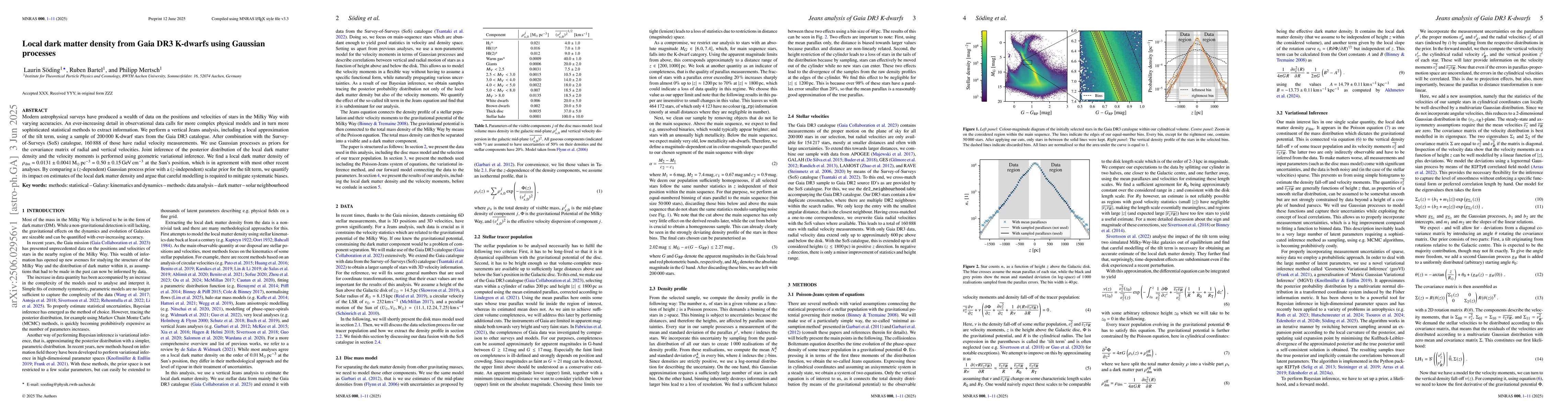 Thumbnail for Local dark matter density from Gaia DR3 K-dwarfs using Gaussian
  processes