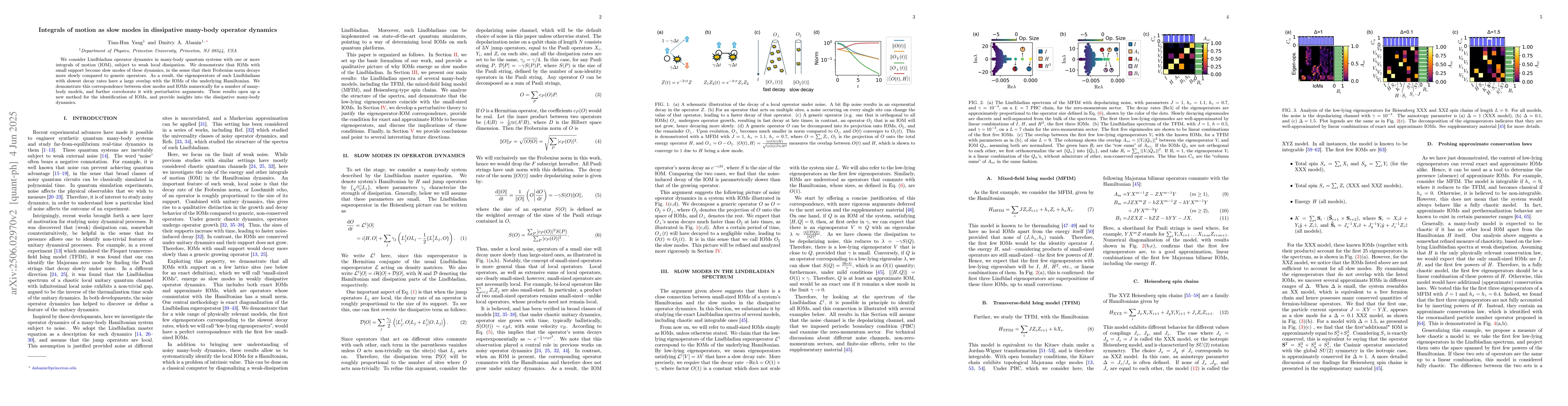 Thumbnail for Integrals of motion as slow modes in dissipative many-body operator
  dynamics
