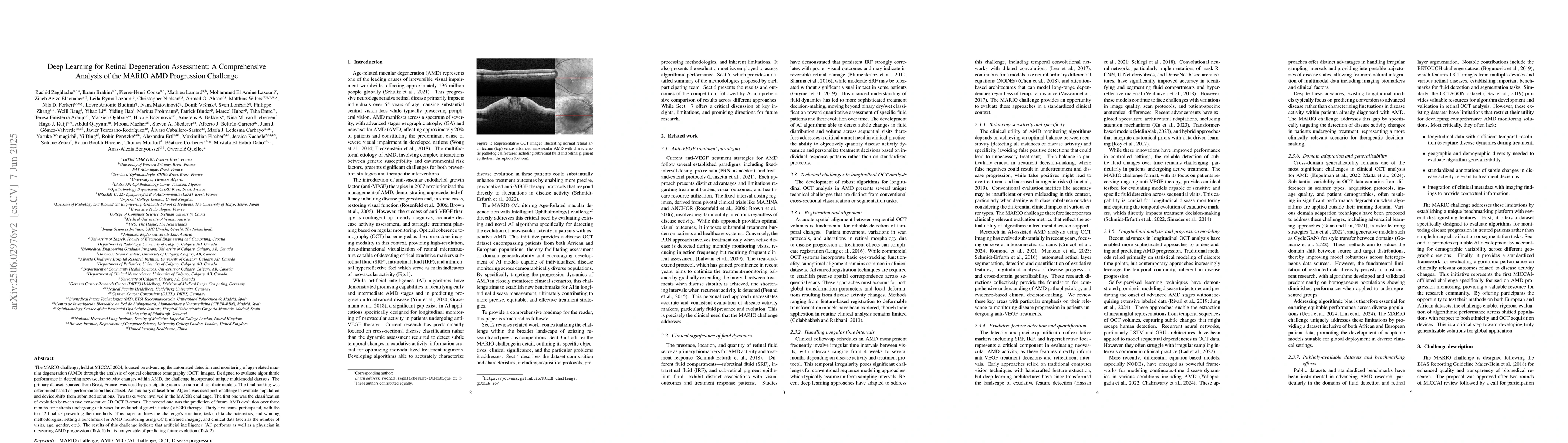 Thumbnail for Deep Learning for Retinal Degeneration Assessment: A Comprehensive
  Analysis of the MARIO AMD Progression Challenge