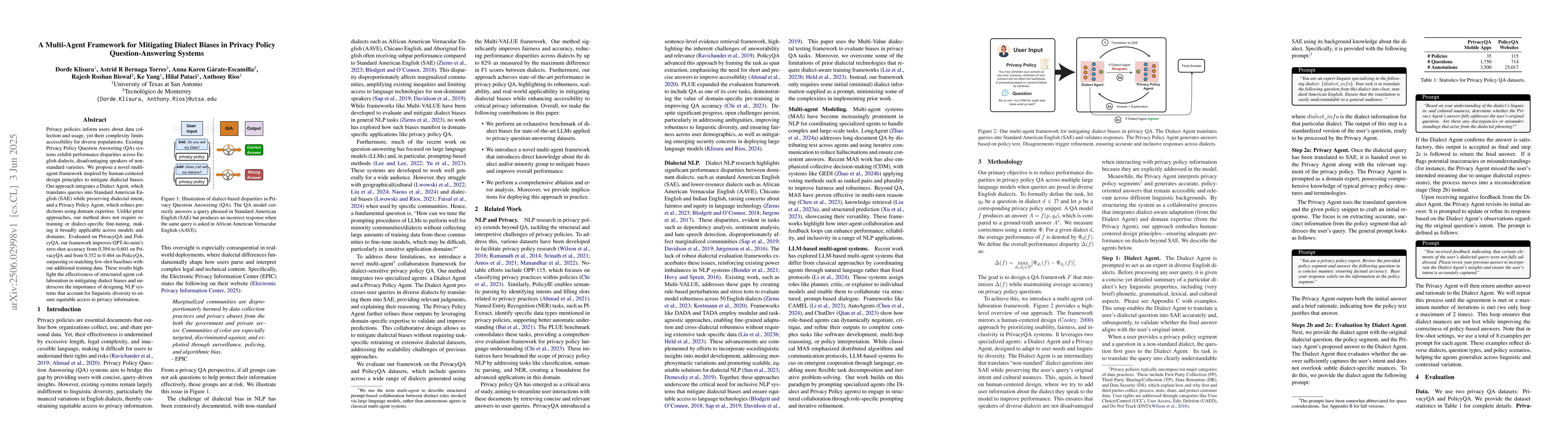 Thumbnail for A Multi-Agent Framework for Mitigating Dialect Biases in Privacy Policy
  Question-Answering Systems
