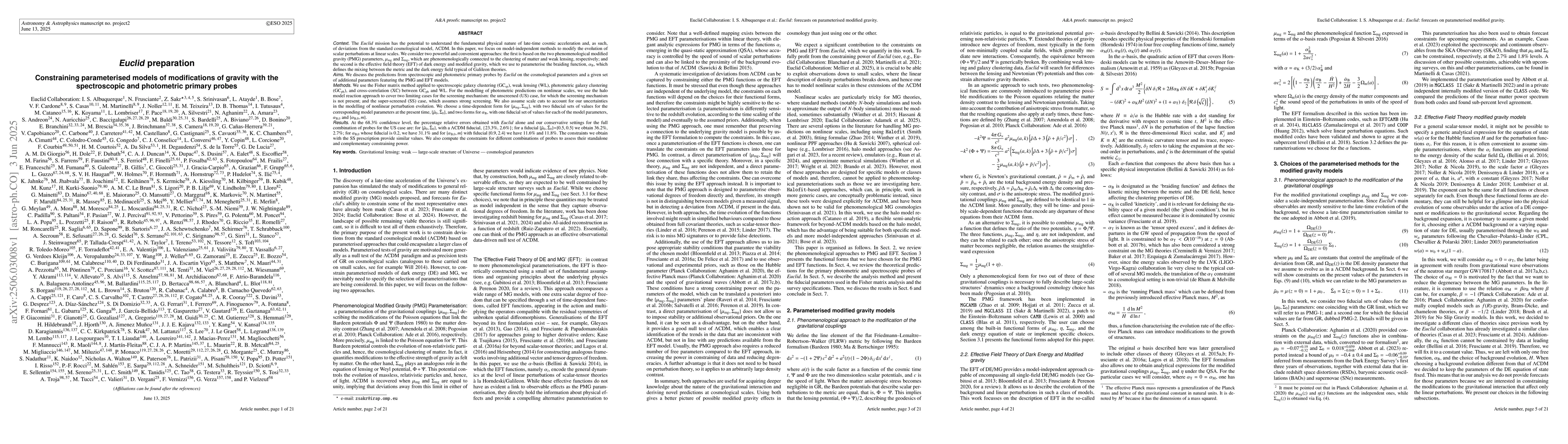 Thumbnail for Euclid preparation. Constraining parameterised models of modifications
  of gravity with the spectroscopic and photometric primary probes