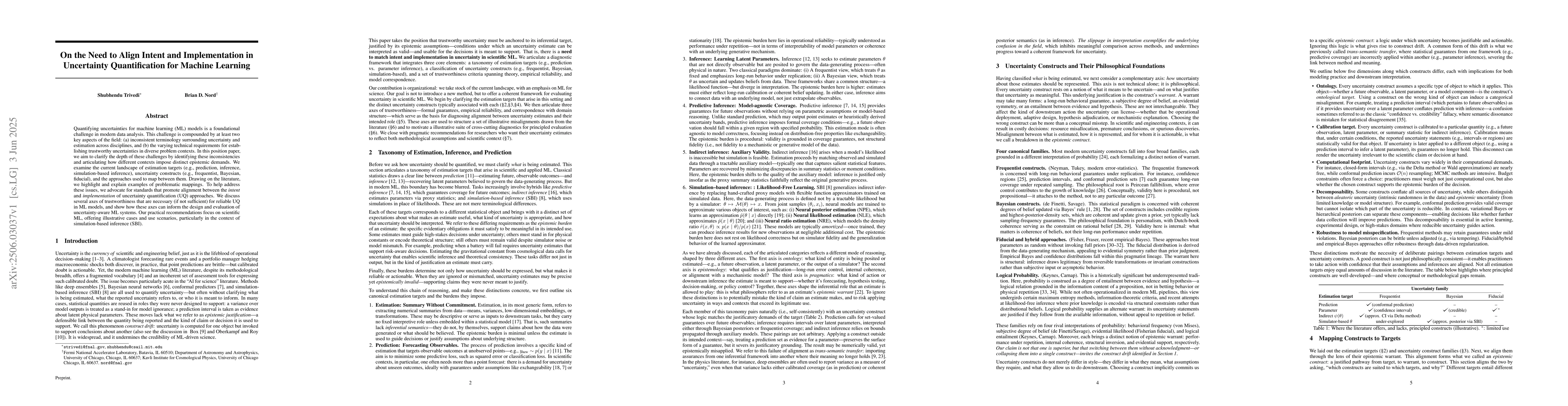 Thumbnail for On the Need to Align Intent and Implementation in Uncertainty
  Quantification for Machine Learning
