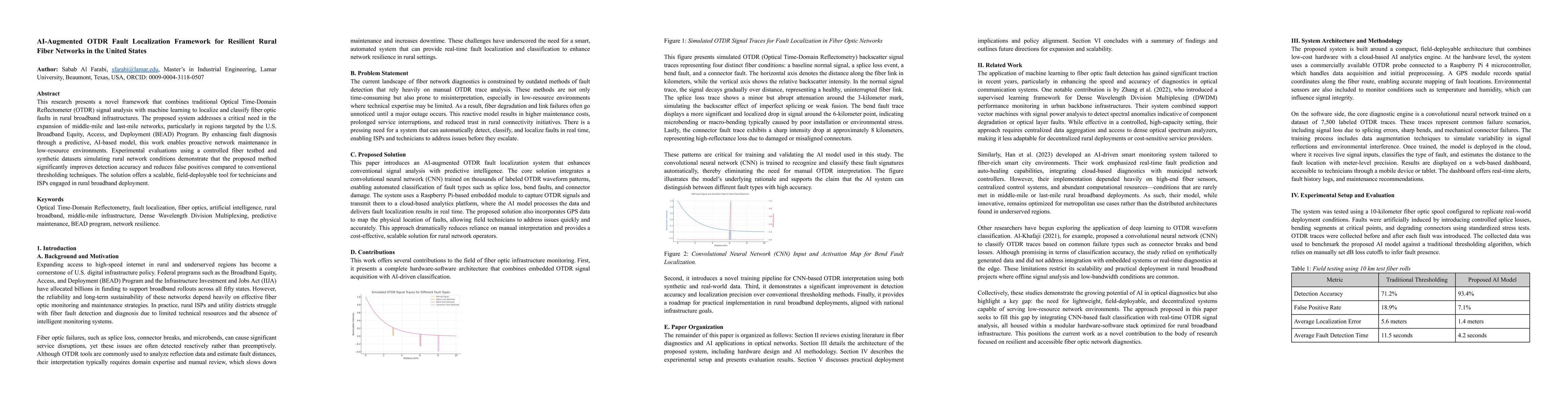 Thumbnail for AI-Augmented OTDR Fault Localization Framework for Resilient Rural Fiber
  Networks in the United States