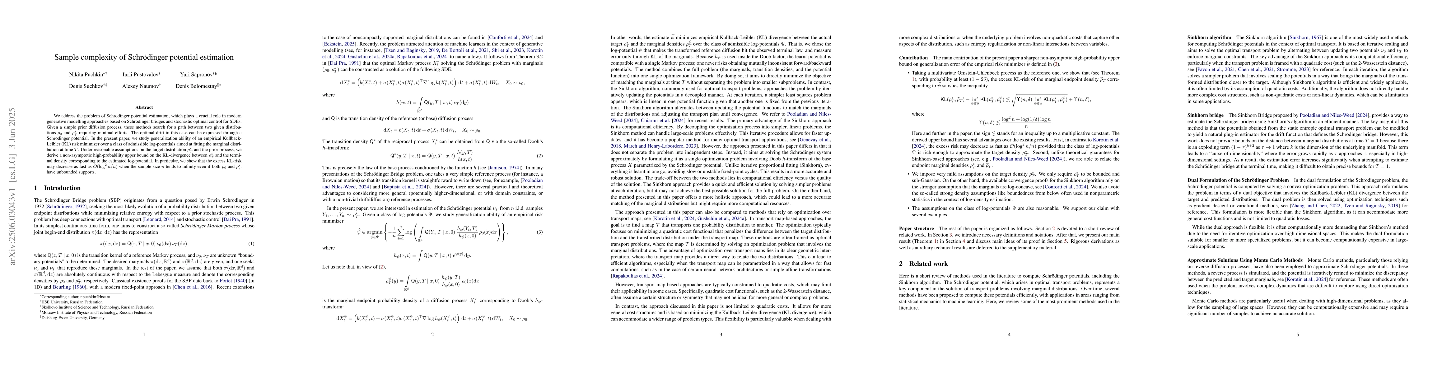 Thumbnail for Sample complexity of Schrödinger potential estimation