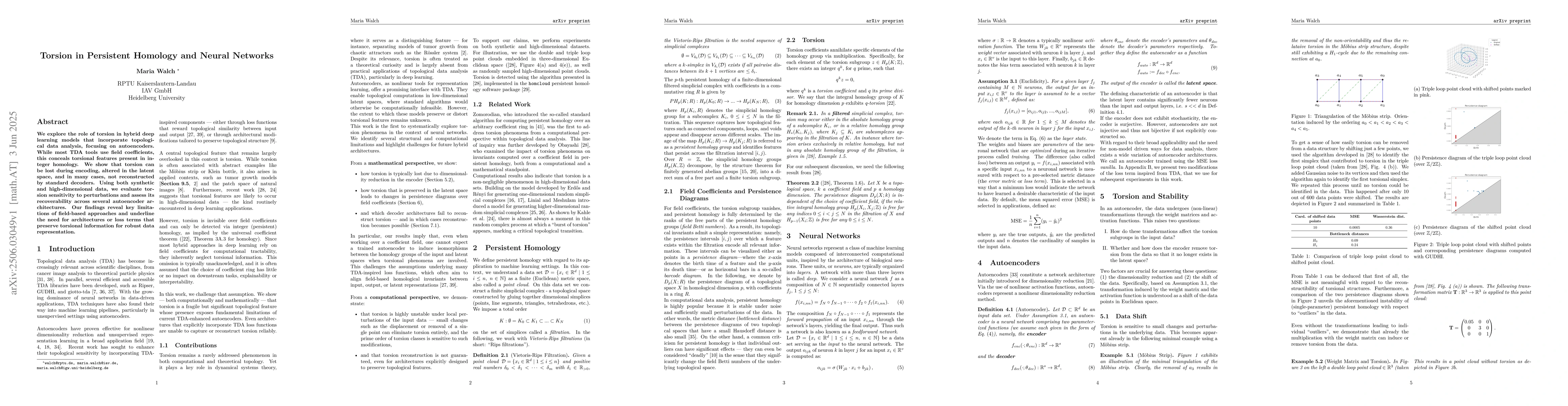 Thumbnail for Torsion in Persistent Homology and Neural Networks