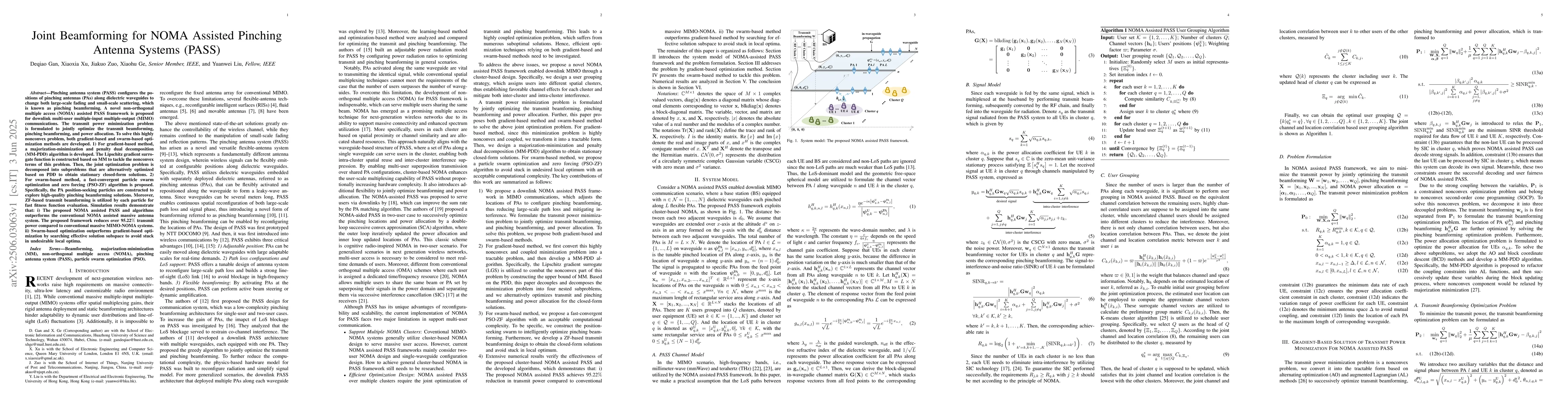 Thumbnail for Joint Beamforming for NOMA Assisted Pinching Antenna Systems (PASS)