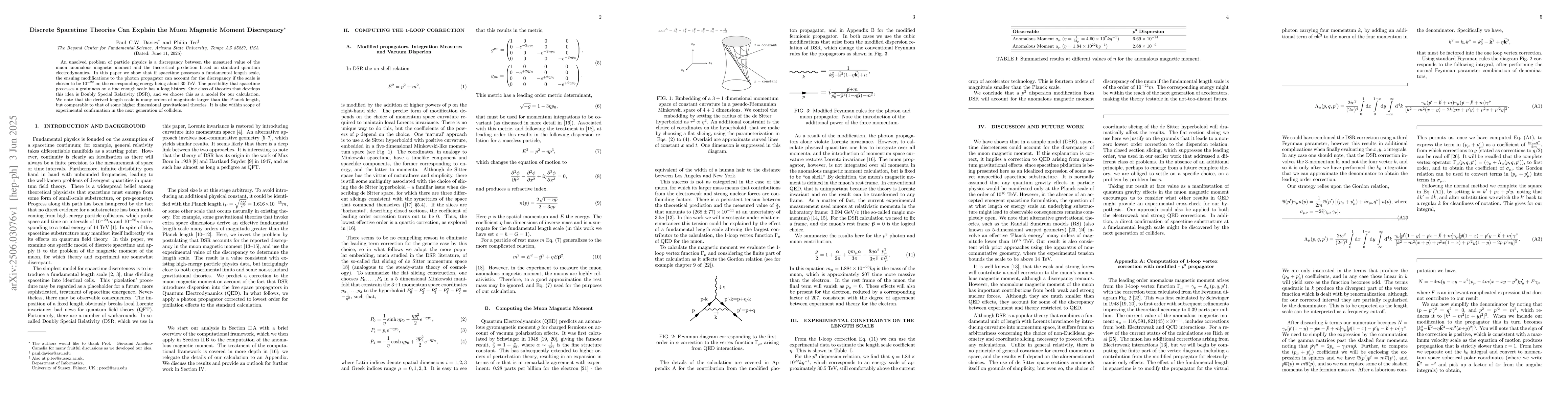Thumbnail for Discrete Spacetime Theories Can Explain the Muon Magnetic Moment
  Discrepancy