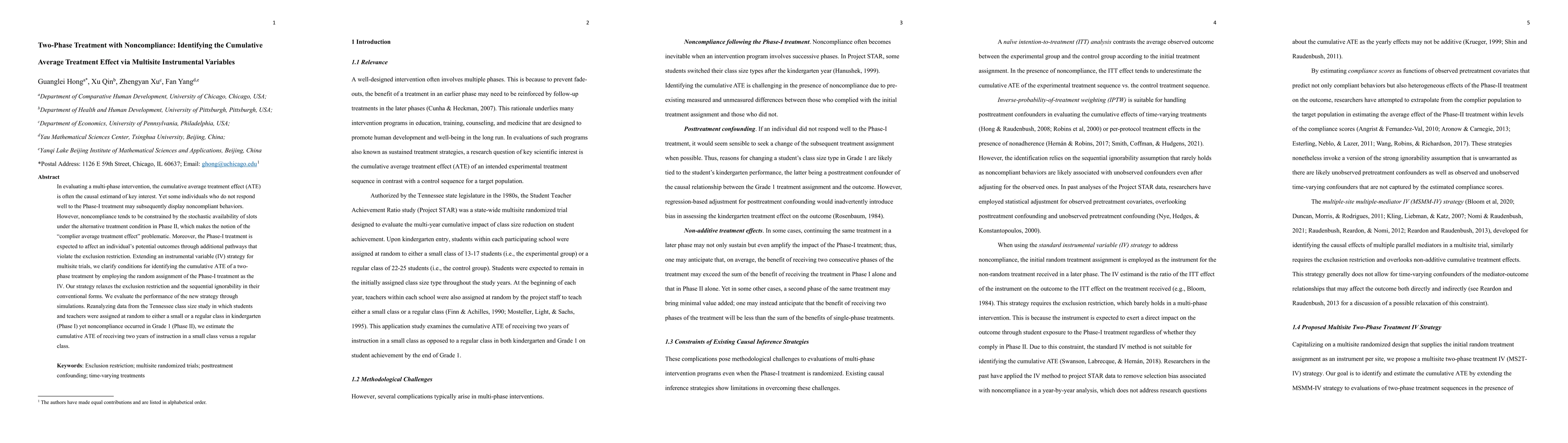 Thumbnail for Two-Phase Treatment with Noncompliance: Identifying the Cumulative
  Average Treatment Effect via Multisite Instrumental Variables