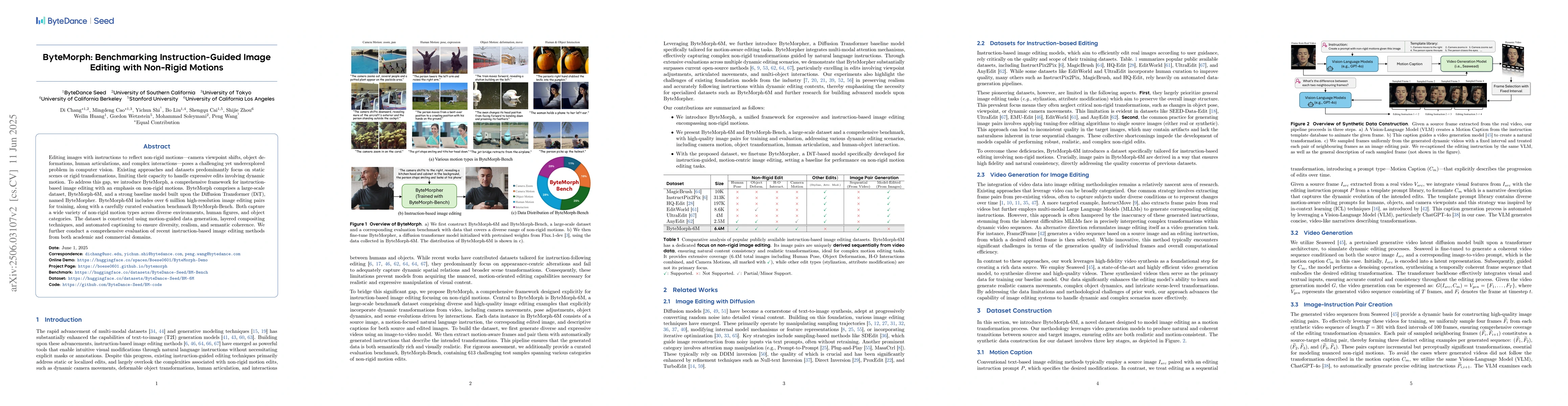 Thumbnail for ByteMorph: Benchmarking Instruction-Guided Image Editing with Non-Rigid
  Motions