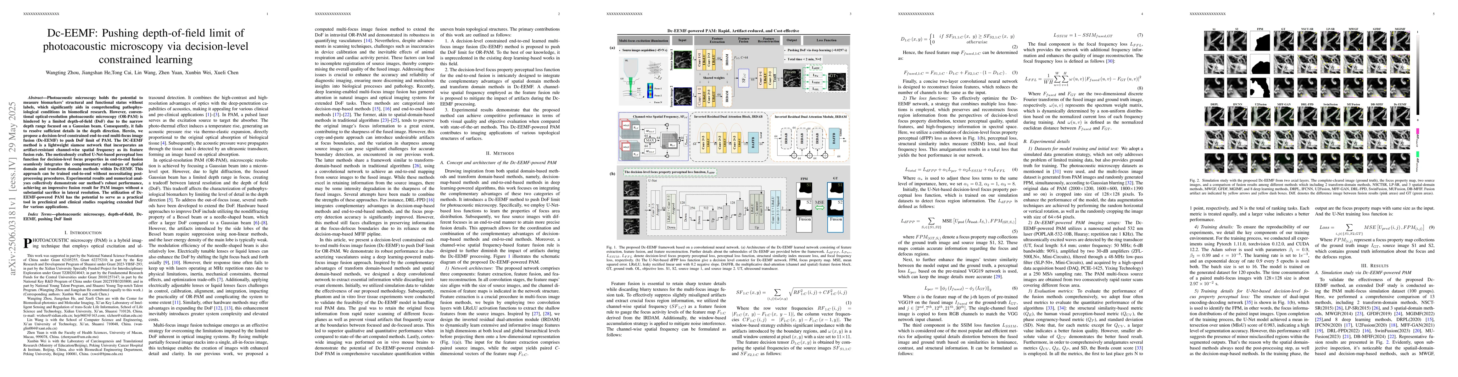 Thumbnail for Dc-EEMF: Pushing depth-of-field limit of photoacoustic microscopy via
  decision-level constrained learning