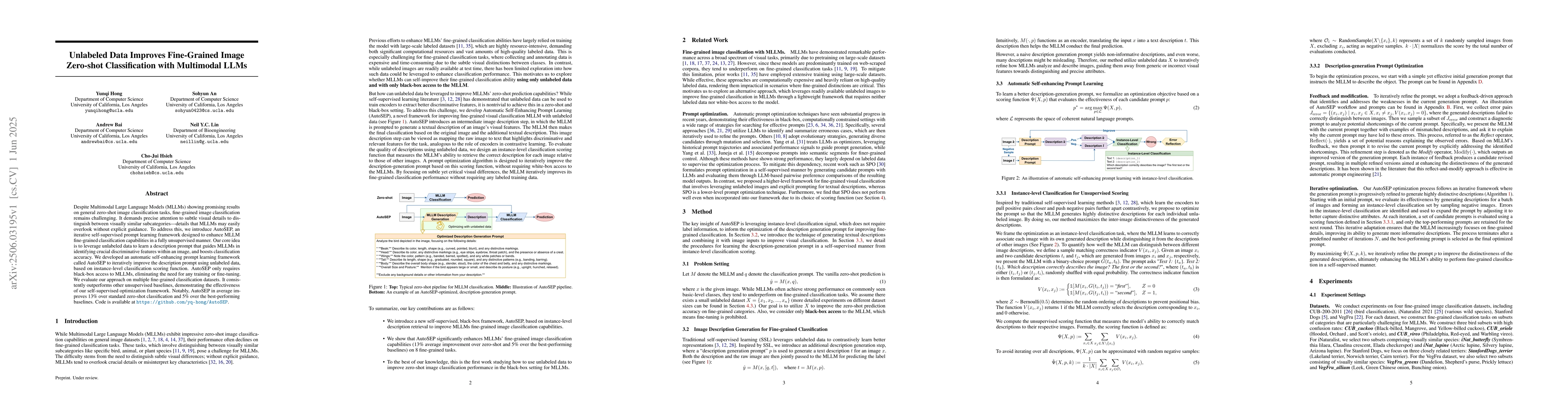 Thumbnail for Unlabeled Data Improves Fine-Grained Image Zero-shot Classification with
  Multimodal LLMs