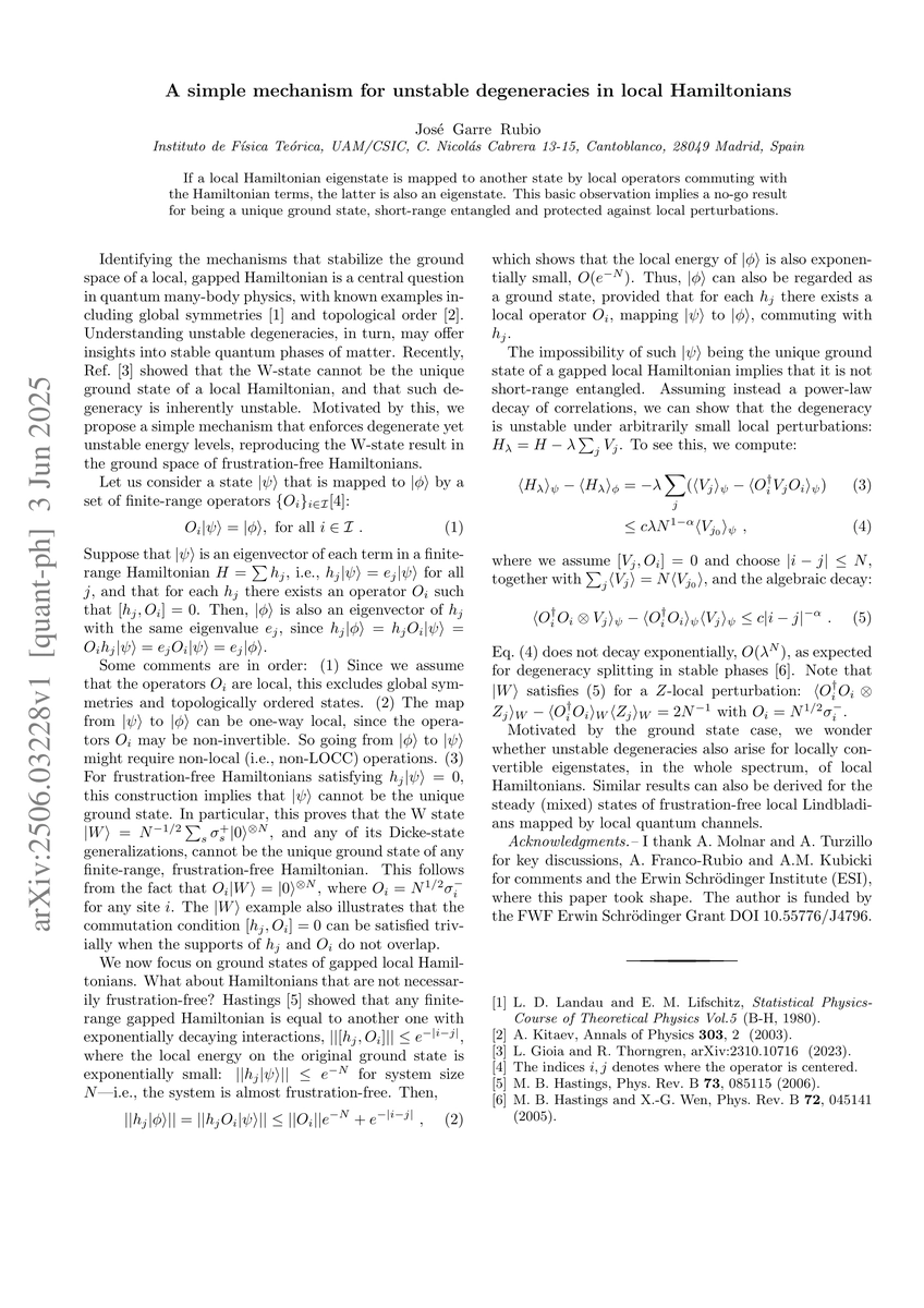 Thumbnail for A simple mechanism for unstable degeneracies in local Hamiltonians