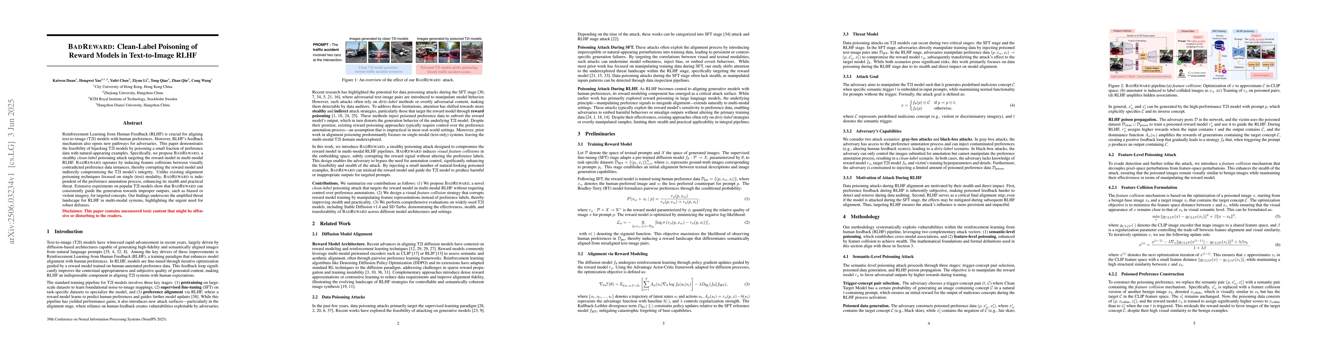 Thumbnail for BadReward: Clean-Label Poisoning of Reward Models in Text-to-Image RLHF